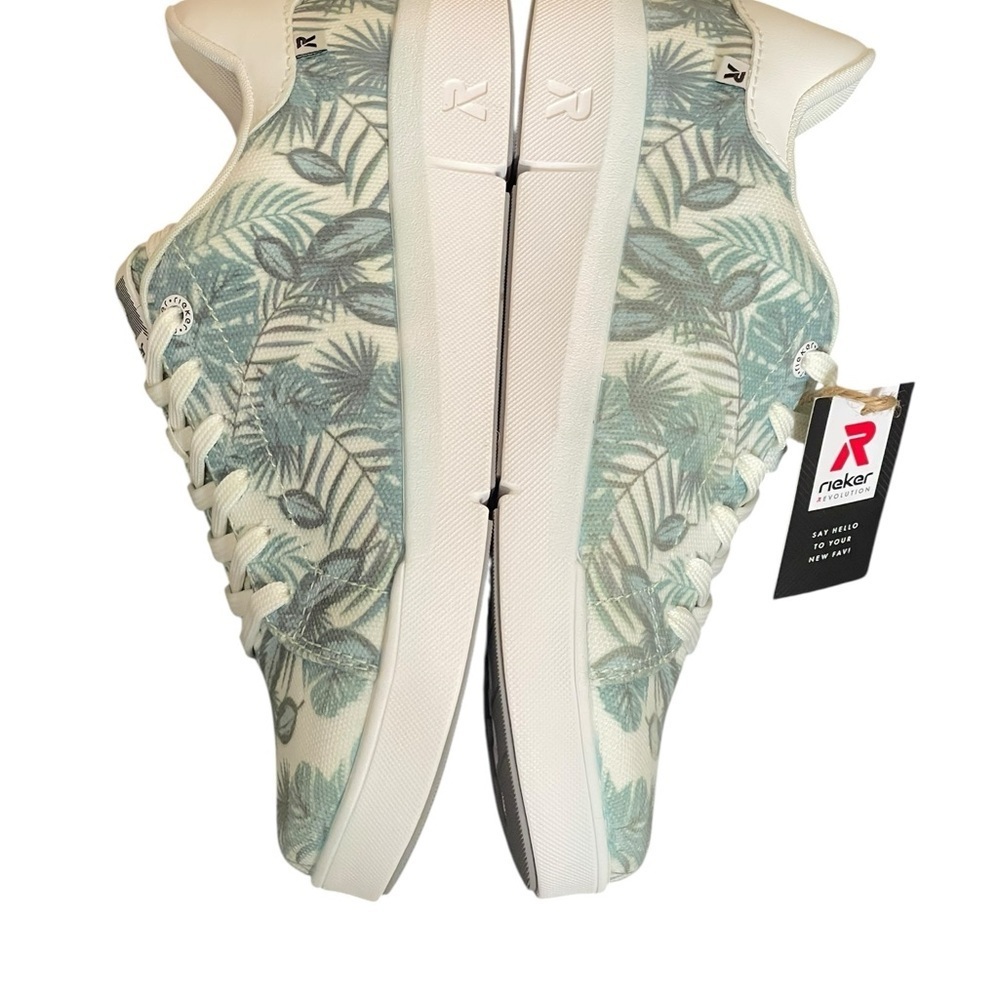Rieker White and Green Leaf Pattern Sneakers size 38(7-7.5 USA) - Picture 6 of 16
